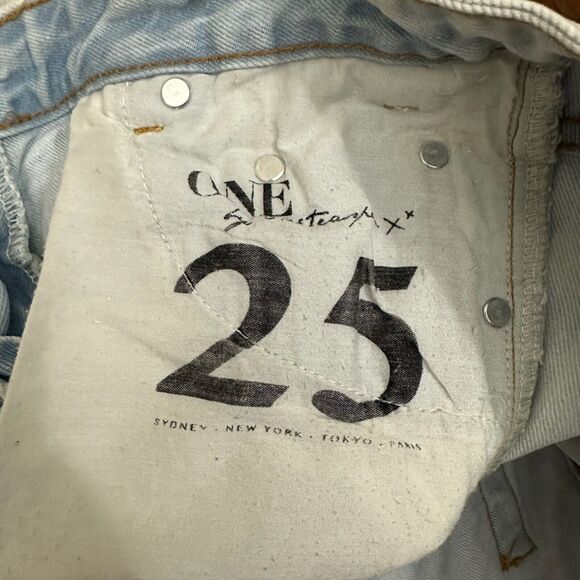 ONE x ONE TEASPOON Trashed Freebirds Distressed Ripped Jeans Ankle Zip - Picture 12 of 16